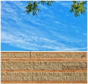 Low angle view of roof against sky