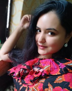 Close-up portrait of smiling girl