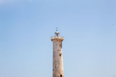 Low angle view of lighthouse against clear sky