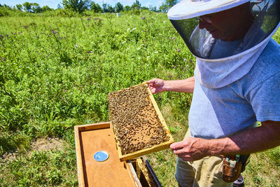 Man working on field