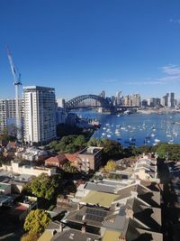 High angle view of buildings against sky in city