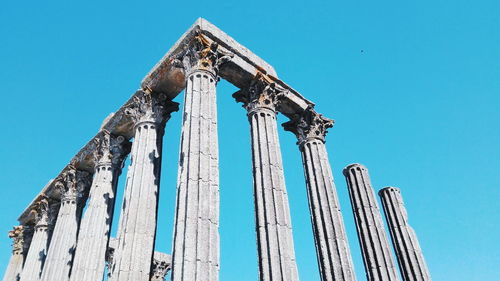 Low angle view of temple against blue sky