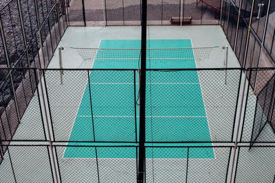 High angle view of empty badminton court