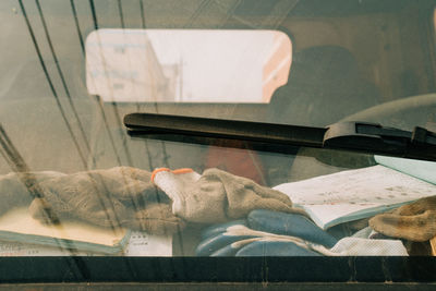 Close-up of car windshield wiper