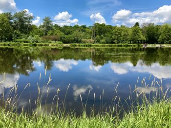 Scenic view of lake against sky