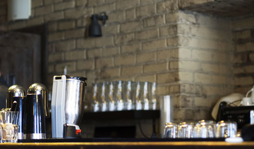 Containers at bar counter