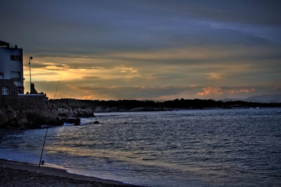 Scenic view of sea at sunset