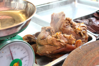 Close-up of meat in plate