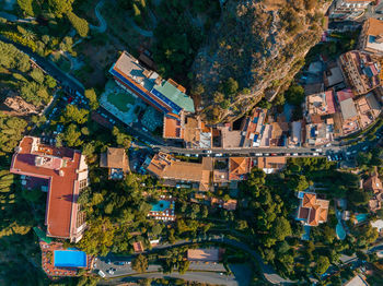 Beautiful aerial view of the taormina town in sicily, italy.