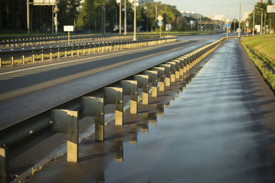 Washed road. road bumper. design to protect pedestrians. fence for cars. 