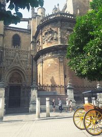 People in front of building