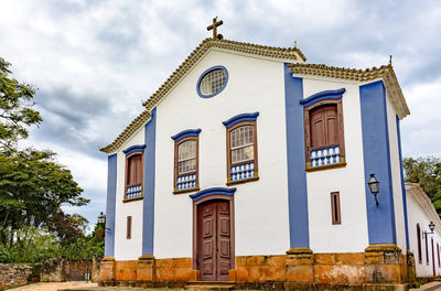 Facade of historic colonial church at tiradentes city, minas gerais