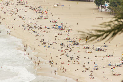 High angle view of people on beach