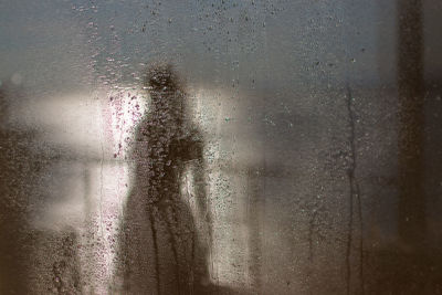 Close-up of water drops on glass