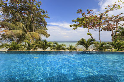 View of swimming pool against sea