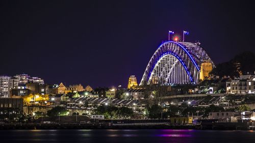 Illuminated cityscape at night