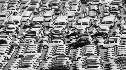 Full frame shot of cars in rows 