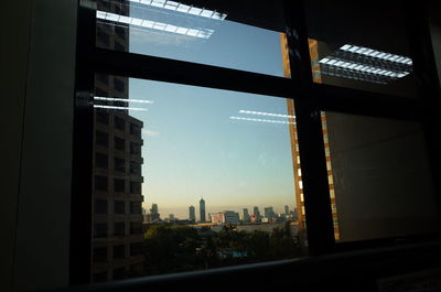 Low angle view of modern buildings in city