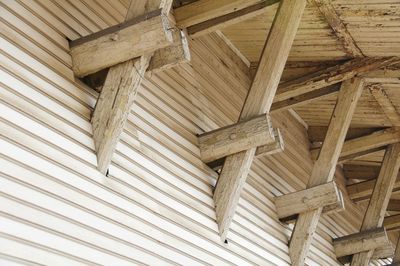 Low angle view of wooden ceiling