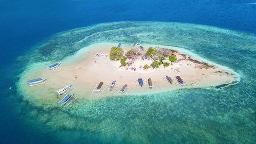 Aerial view of island during sunny day