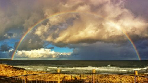 Scenic view of sea against cloudy sky