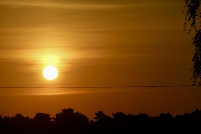 Silhouette trees against orange sky during sunset