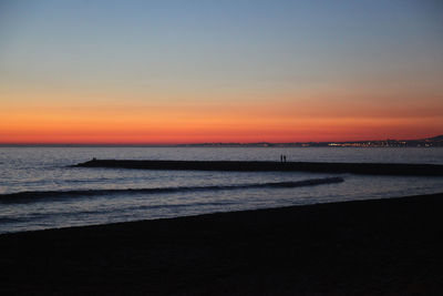 Scenic view of sea against sky during sunset