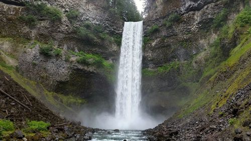 Low angle view of waterfall