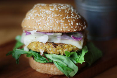 Vegan burger on a table