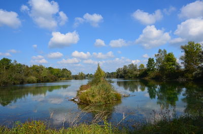 Scenic view of lake against sky