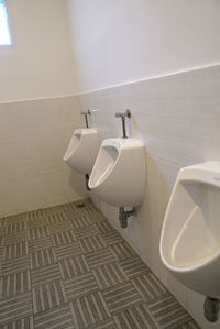 High angle view of toilet in bathroom