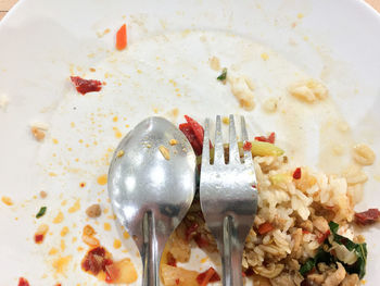 High angle view of breakfast on plate