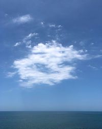 Scenic view of sea against blue sky