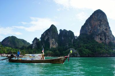 Boat sailing in sea