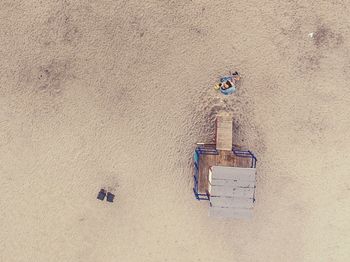 High angle view of children on beach