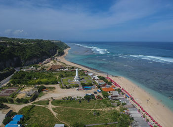 High angle view of beach against sky