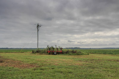 Scenic view of landscape against cloudy sky