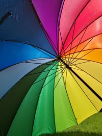 Low angle view of colorful umbrella