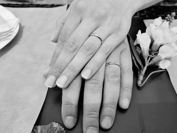 Close-up of couple hands