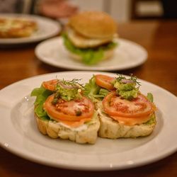 Close-up of served food in plate
