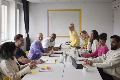 Diverse team having business meeting in conference room