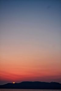 Scenic view of silhouette landscape against clear sky during sunset