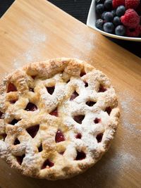 Close-up of sweet pie on cutting board