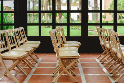 Empty chairs and table at home