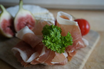 Close-up of food on cutting board