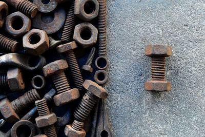 High angle view of rusty metal