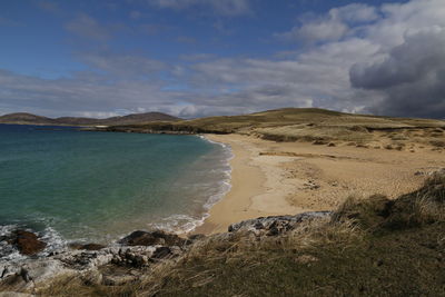 Scenic view of beach against sky