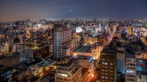 City lit up at night