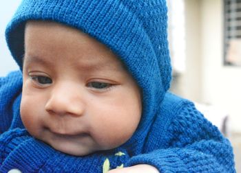 Close-up portrait of cute baby girl