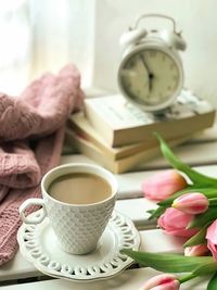 Close-up of tea cup on table